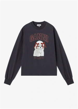 Basic cotton relaxed longsleeve puddle print Phantom A1050036 Ganni 